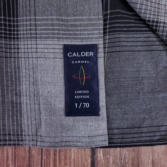Calder Carmel Limited Edition 1/70 Mens Large Gray Black Windowpane Plaid Shirt - Picture 8 of 13